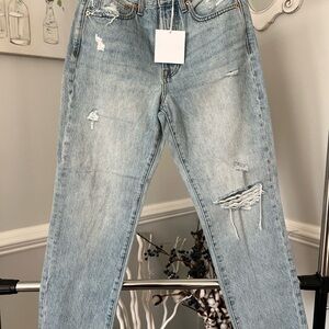 Pistola Charlie Blue Straight Leg Jeans with Distressed Details